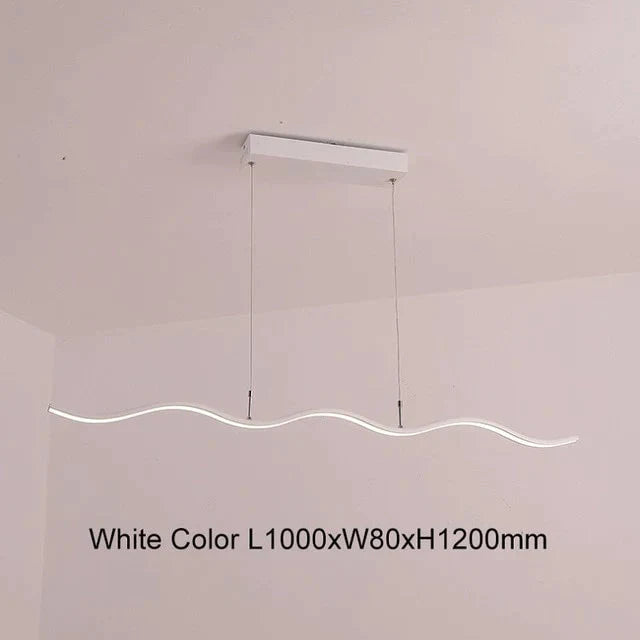 New Wave Aluminum Modern Led Pendant Light For Dining Room Living Kitchen Matte Black Or White