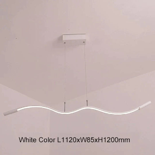 New Wave Aluminum Modern Led Pendant Light For Dining Room Living Kitchen Matte Black Or White