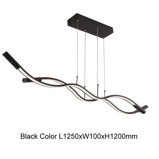 New Wave Aluminum Modern Led Pendant Light For Dining Room Living Kitchen Matte Black Or White