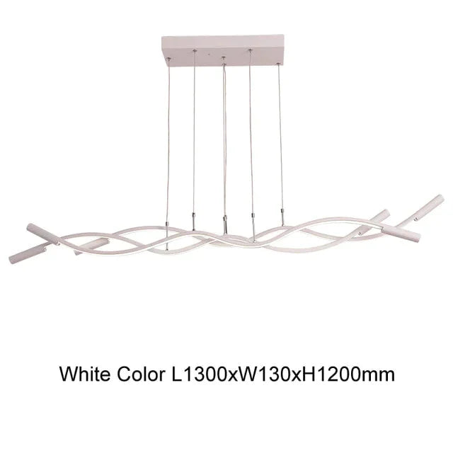 New Wave Aluminum Modern Led Pendant Light For Dining Room Living Kitchen Matte Black Or White