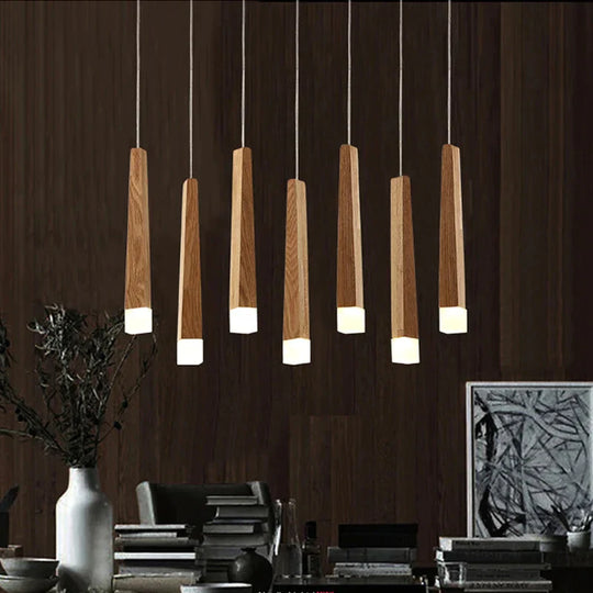 Wood Stick Pendant Lamp Light Modern Bedside Natural Pipe Lights