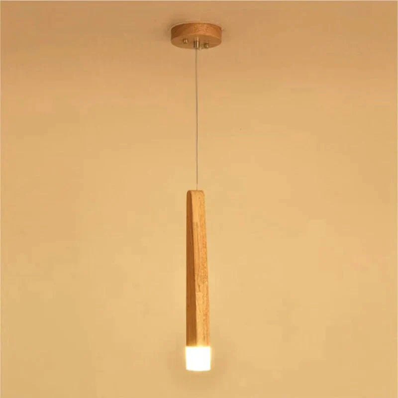 Wood Stick Pendant Lamp Light Modern Bedside Natural Pipe Lights