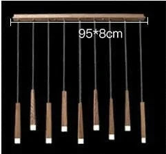 Wood Stick Pendant Lamp Light Modern Bedside Natural Pipe Lights 9 Heads 95Cm / Led Warm White