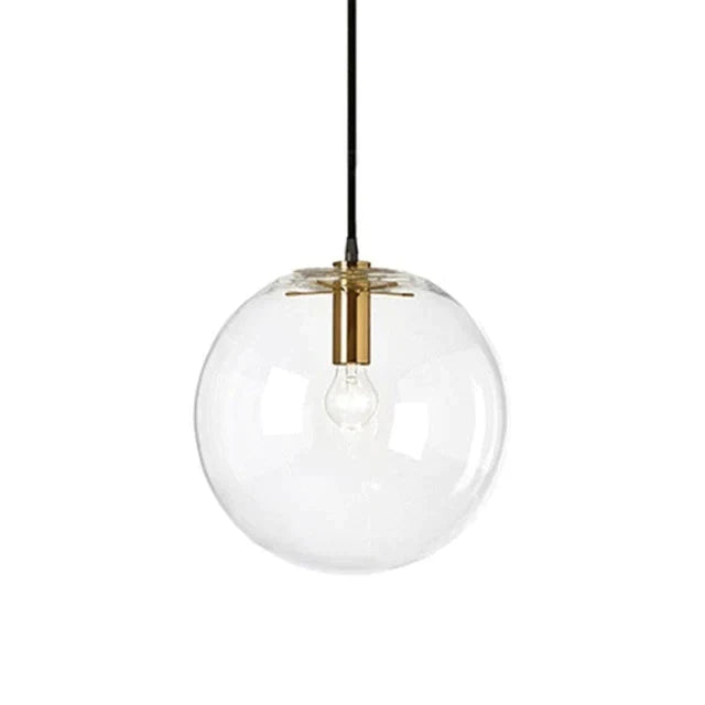 Nordic Modern Minimalist Glass Ball Pendant Lamp Single-Head Restaurant Bar Light E27 Gold / Dia