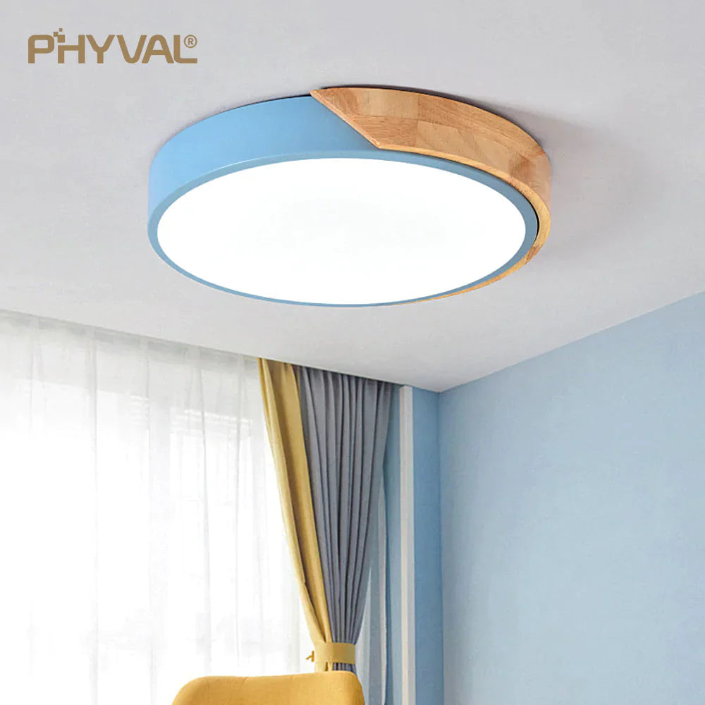 Nordic Wooden Ceiling Lamp Dimmable Led Lights Round 30 - 60 Size Diameter Ultra - Thin 5 Cm High 7