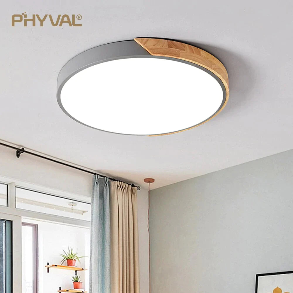 Nordic Wooden Ceiling Lamp Dimmable Led Lights Round 30 - 60 Size Diameter Ultra - Thin 5 Cm High 7