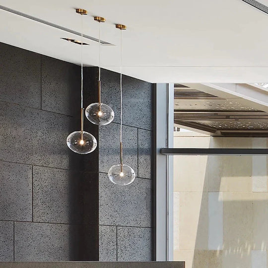 Clear Glass Ball Kitchen Modern Pendant Light Chandeliers Loft Bedside Dining Room Hanging Ceiling