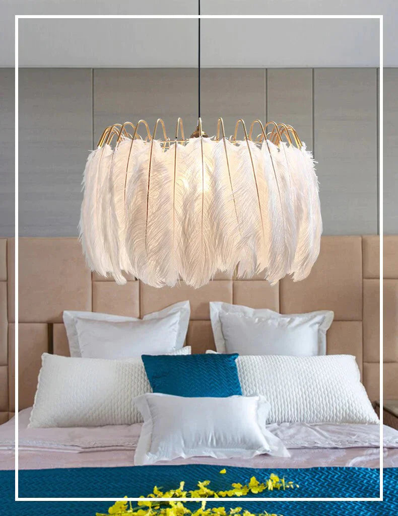 Feather Lamp Lukloy Modern Nordic Fairy Chandelier Loft Pendant Lights Living Suspension Lighting