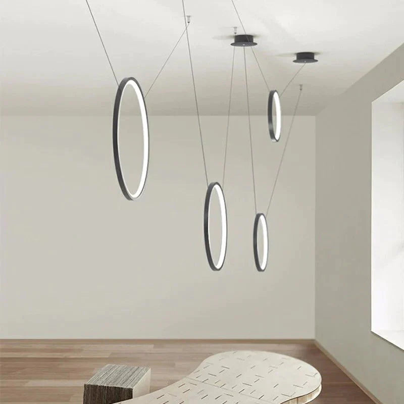 Modern Led Pendant Lights For Living Room Hanging Lamp Home Restaurant Kitchen Fixtures Black Ring