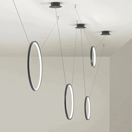 Modern Led Pendant Lights For Living Room Hanging Lamp Home Restaurant Kitchen Fixtures Black Ring