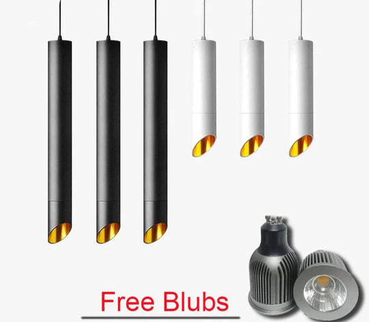 Led Pendant Lamp Long Tube Light Gu10 7W Island Dining Room Shop Bar Counter Decoration Cylinder