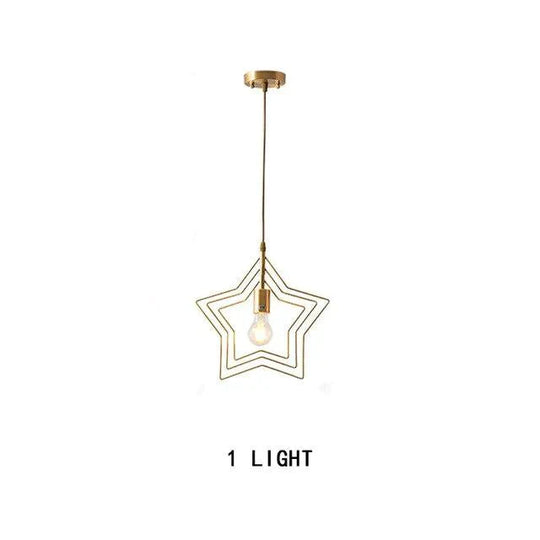 Modern Led Pendant Lights Rotating Star Shade Copper Lamp For Dining Room Kitchen Restaurant Bar