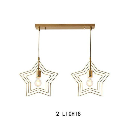 Modern Led Pendant Lights Rotating Star Shade Copper Lamp For Dining Room Kitchen Restaurant Bar