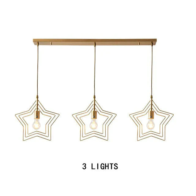 Modern Led Pendant Lights Rotating Star Shade Copper Lamp For Dining Room Kitchen Restaurant Bar