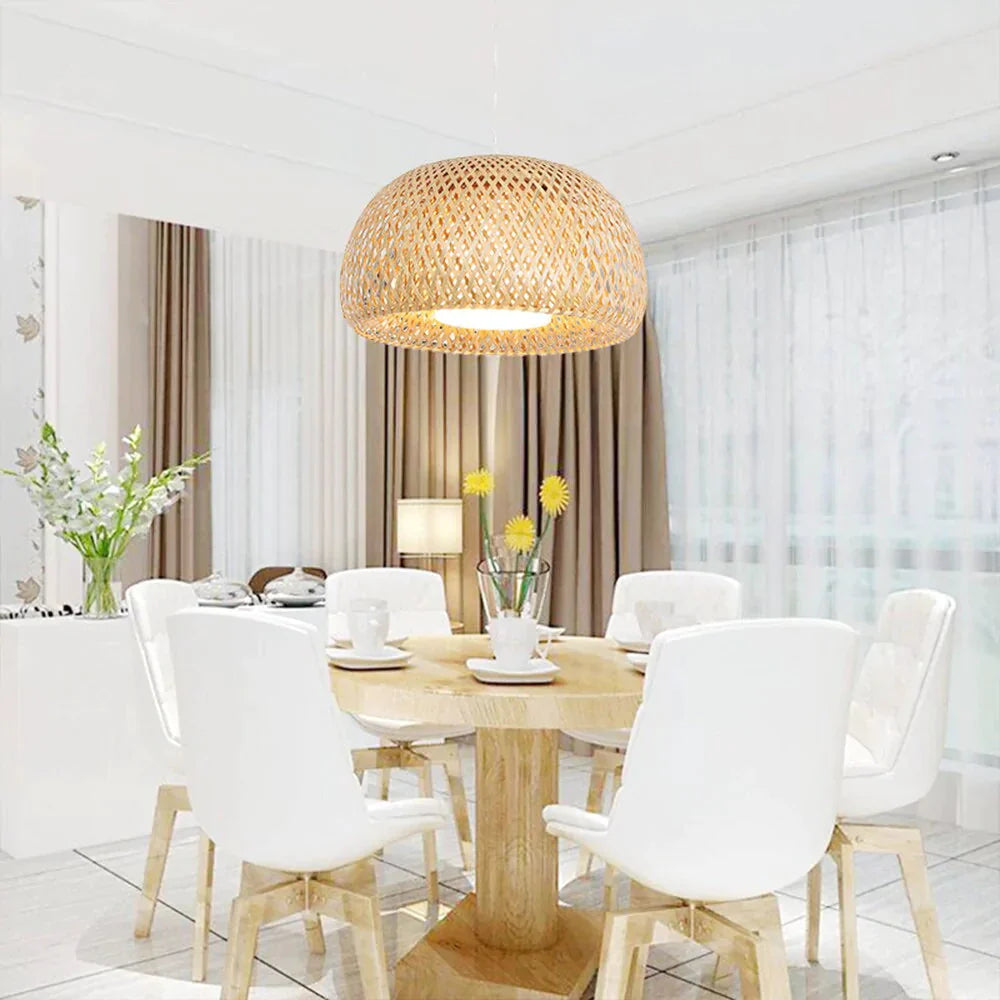 New Chinese Bamboo Weaving Nest Antique Pendant Light E27 Lamps Lanterns Living Room Hotel