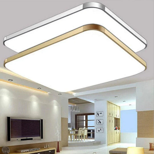 Modern 2.4G Rf Remote Control Square Aluminum Acrylic Led Ceiling Lamp Cold White + Warm White