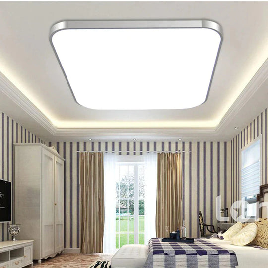 Modern 2.4G Rf Remote Control Square Aluminum Acrylic Led Ceiling Lamp Cold White + Warm White