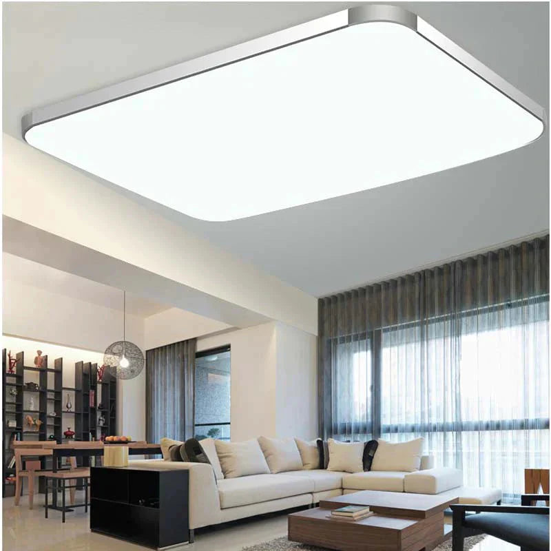 Modern 2.4G Rf Remote Control Square Aluminum Acrylic Led Ceiling Lamp Cold White + Warm White