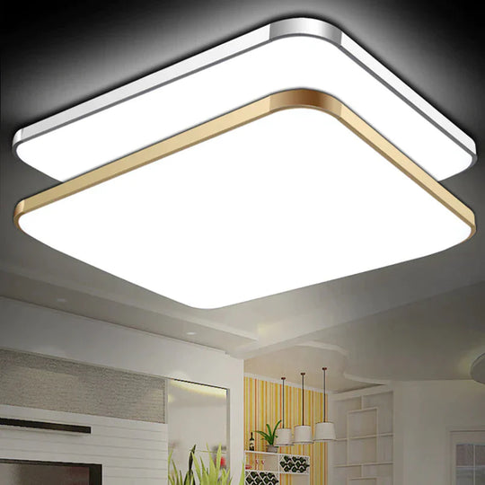 Modern 2.4G Rf Remote Control Square Aluminum Acrylic Led Ceiling Lamp Cold White + Warm White