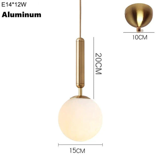 Nordic Brass Aluminum Modern Pendant Light Loft Hanging Lamps Bedside Lamp Kitchen Suspension 15Cm