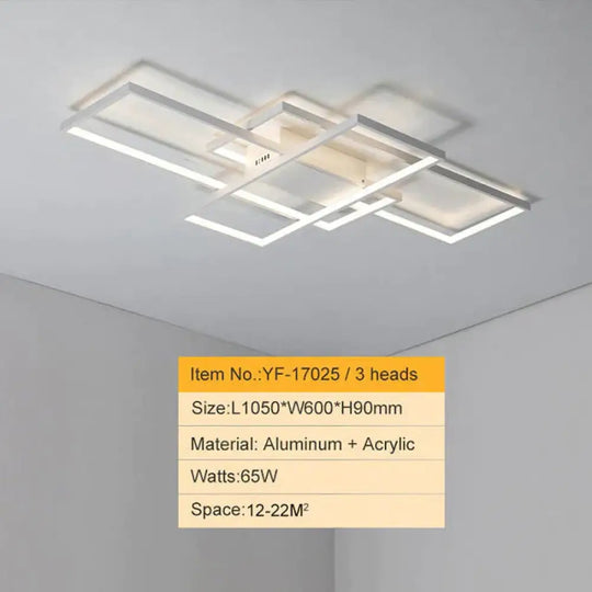 Rectangle Aluminum Modern Led Ceiling Lights For Living Room Bedroom 1050X600Mm White / Cool No Rc