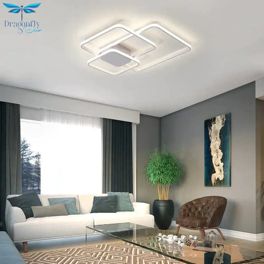 Rectangle Modern Led Ceiling Lights For Living Room Bedroom Study White/Brown Color Square Lamp