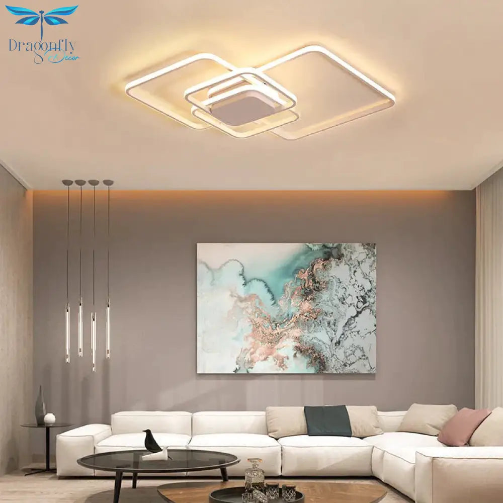 Rectangle Modern Led Ceiling Lights For Living Room Bedroom Study White/Brown Color Square Lamp