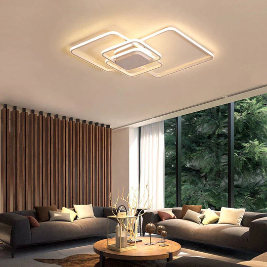 Rectangle Modern Led Ceiling Lights For Living Room Bedroom Study White/Brown Color Square Lamp