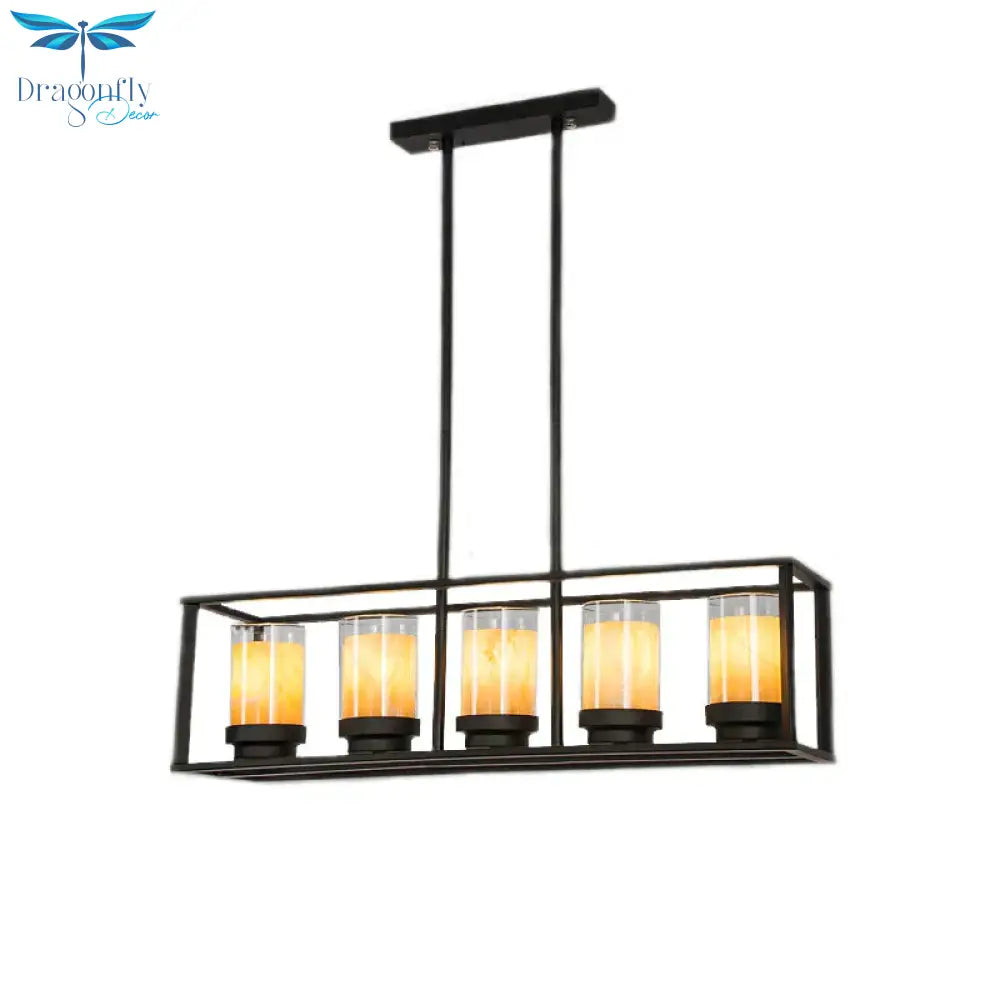 Rectangular Chandelier Dining Table Lamp Creative Simplicity Bar Living Room Marble Glass Pendant