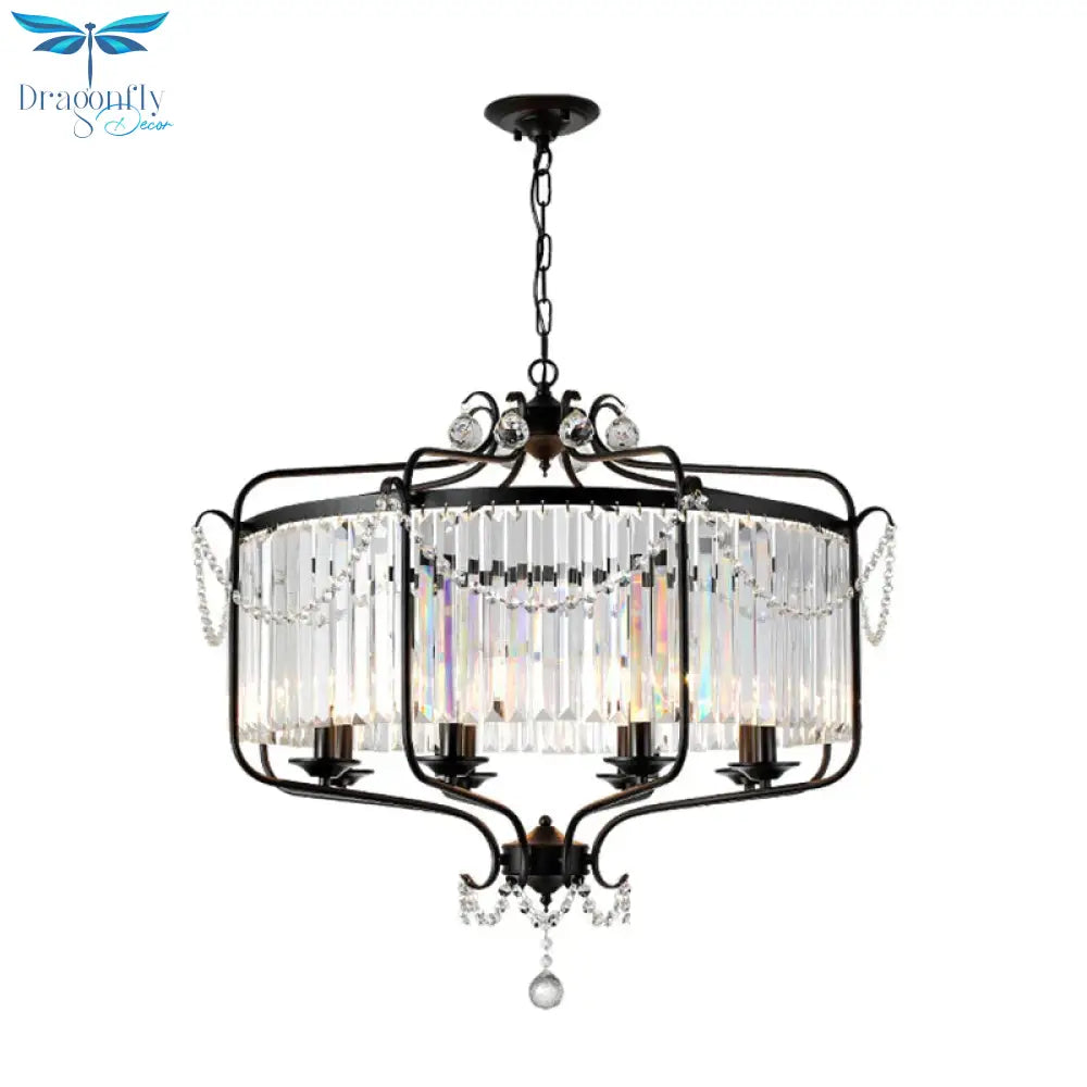 Rectangular - Cut Crystal Lantern Chandelier Light Postmodern 8 Lights Gold/Black Hanging For