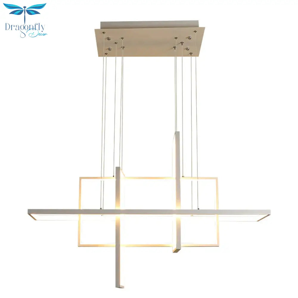 Rectangular Lamp Creative Art Geometric Chandelier Modern Simple Living Room Bedroom Dining Lamps