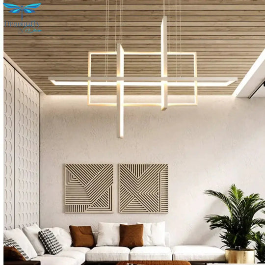 Rectangular Lamp Creative Art Geometric Chandelier Modern Simple Living Room Bedroom Dining Lamps
