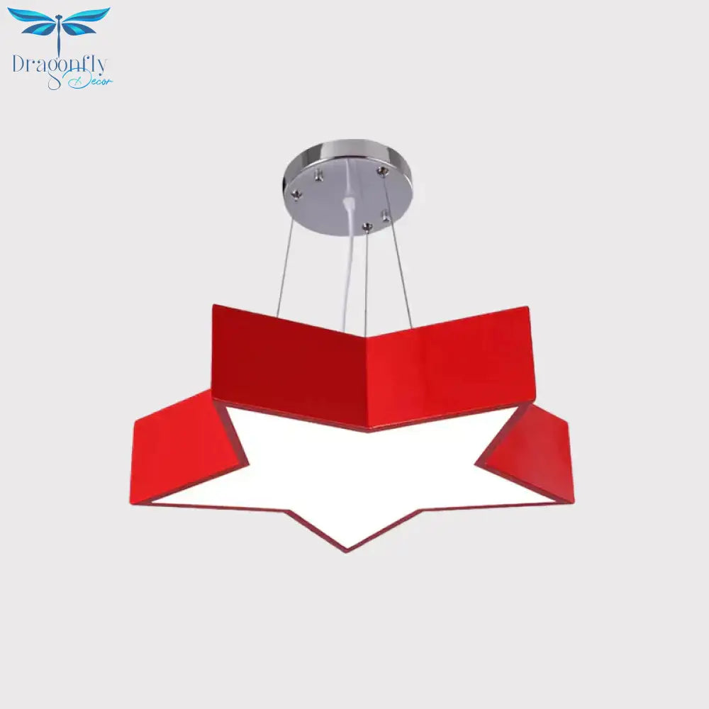 Red/Blue Five - Pointed Star Chandelier Light Children Led Acrylic Ceiling Suspension Lamp