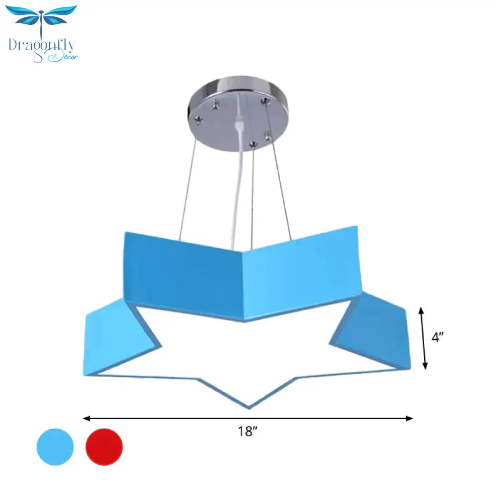 Red/Blue Five - Pointed Star Chandelier Light Children Led Acrylic Ceiling Suspension Lamp