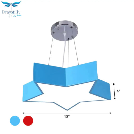 Red/Blue Five - Pointed Star Chandelier Light Children Led Acrylic Ceiling Suspension Lamp
