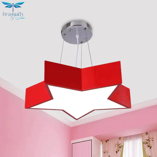 Red/Blue Five - Pointed Star Chandelier Light Children Led Acrylic Ceiling Suspension Lamp