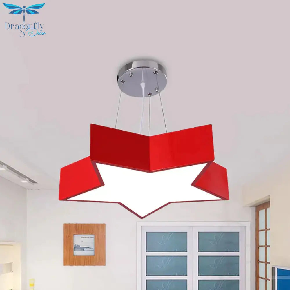 Red/Blue Five - Pointed Star Chandelier Light Children Led Acrylic Ceiling Suspension Lamp