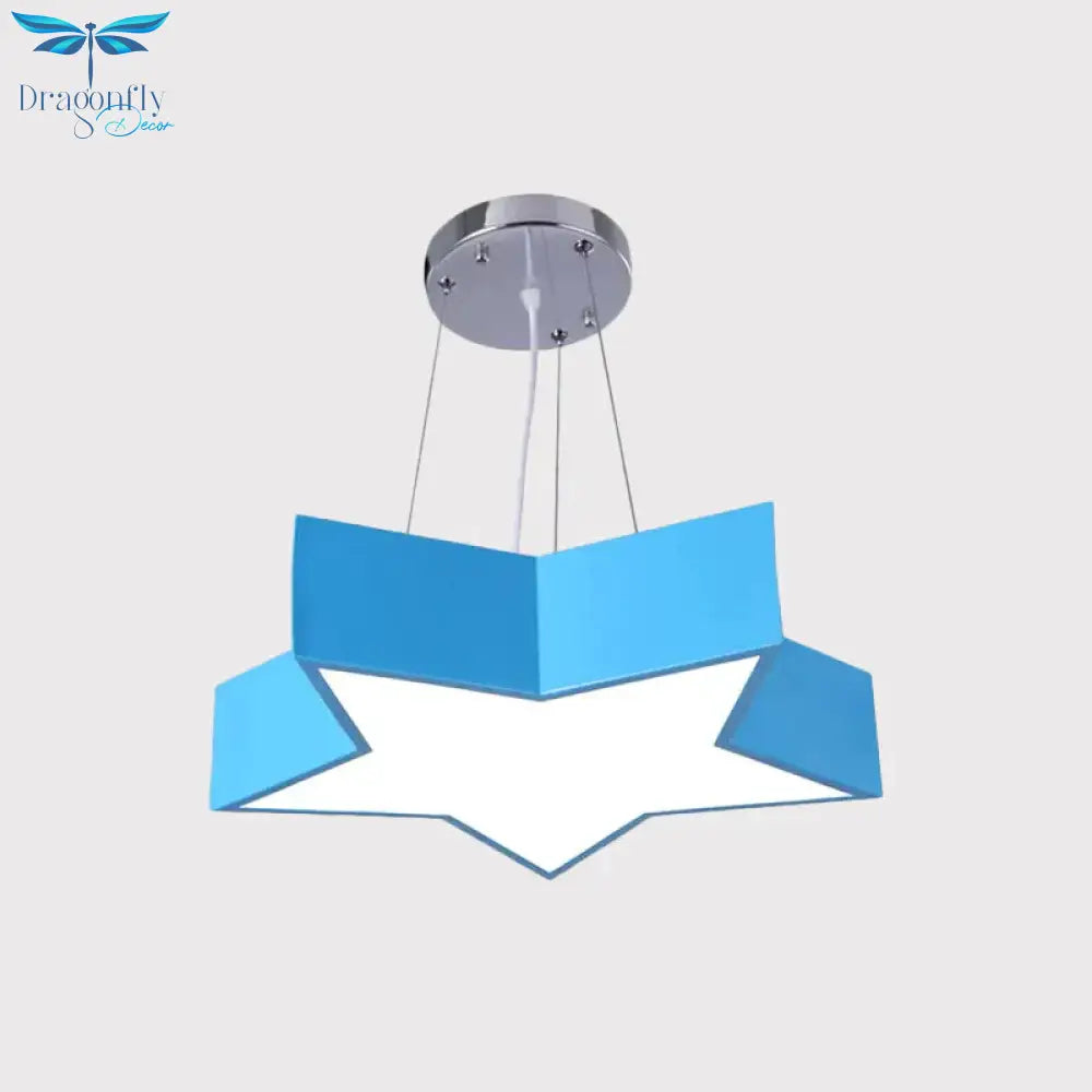 Red/Blue Five - Pointed Star Chandelier Light Children Led Acrylic Ceiling Suspension Lamp