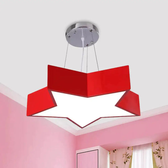 Red/Blue Five - Pointed Star Chandelier Light Children Led Acrylic Ceiling Suspension Lamp Red