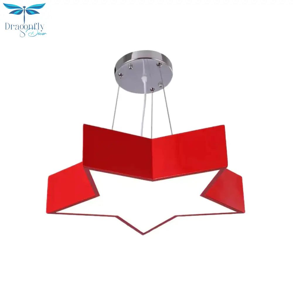Red/Blue Five - Pointed Star Chandelier Light Children Led Acrylic Ceiling Suspension Lamp