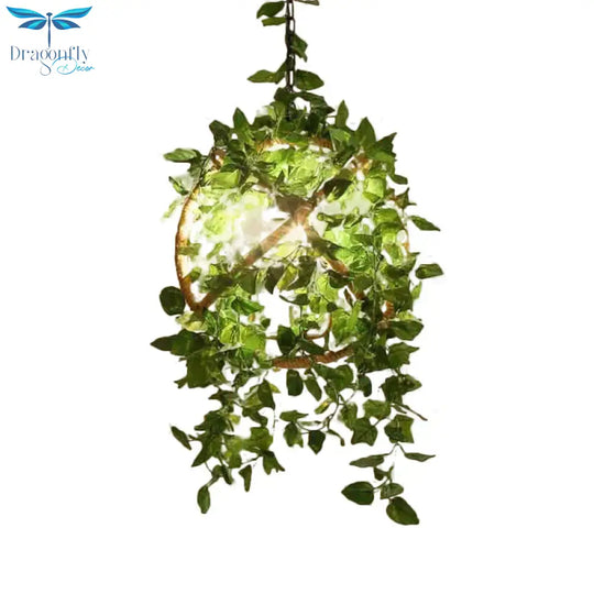 Red/Green 3 - Head Ceiling Chandelier Industrial Rope Orb Cage Hanging Pendant Light With Fake