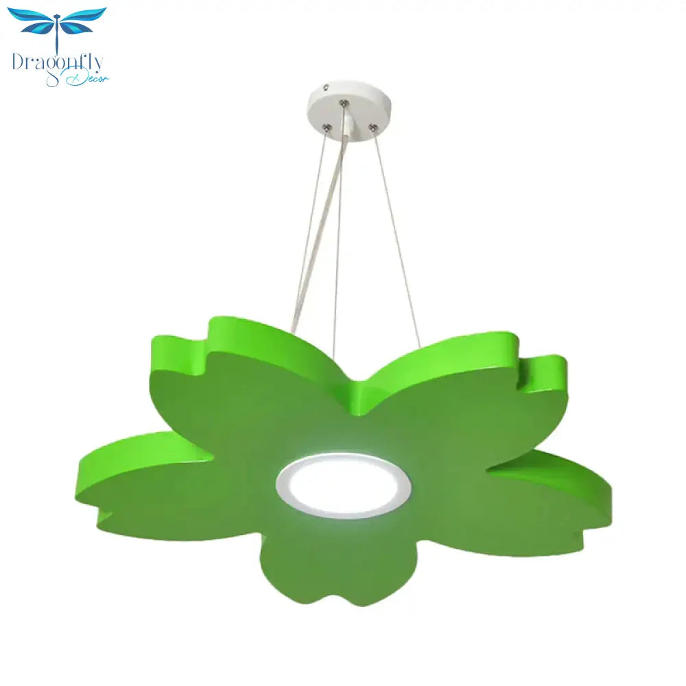 Red/Yellow/Blue Flower Chandelier Lamp Contemporary Led Metallic Ceiling Hang Fixture For Playing