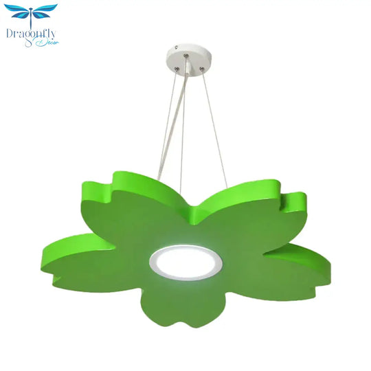 Red/Yellow/Blue Flower Chandelier Lamp Contemporary Led Metallic Ceiling Hang Fixture For Playing