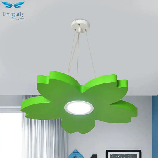 Red/Yellow/Blue Flower Chandelier Lamp Contemporary Led Metallic Ceiling Hang Fixture For Playing
