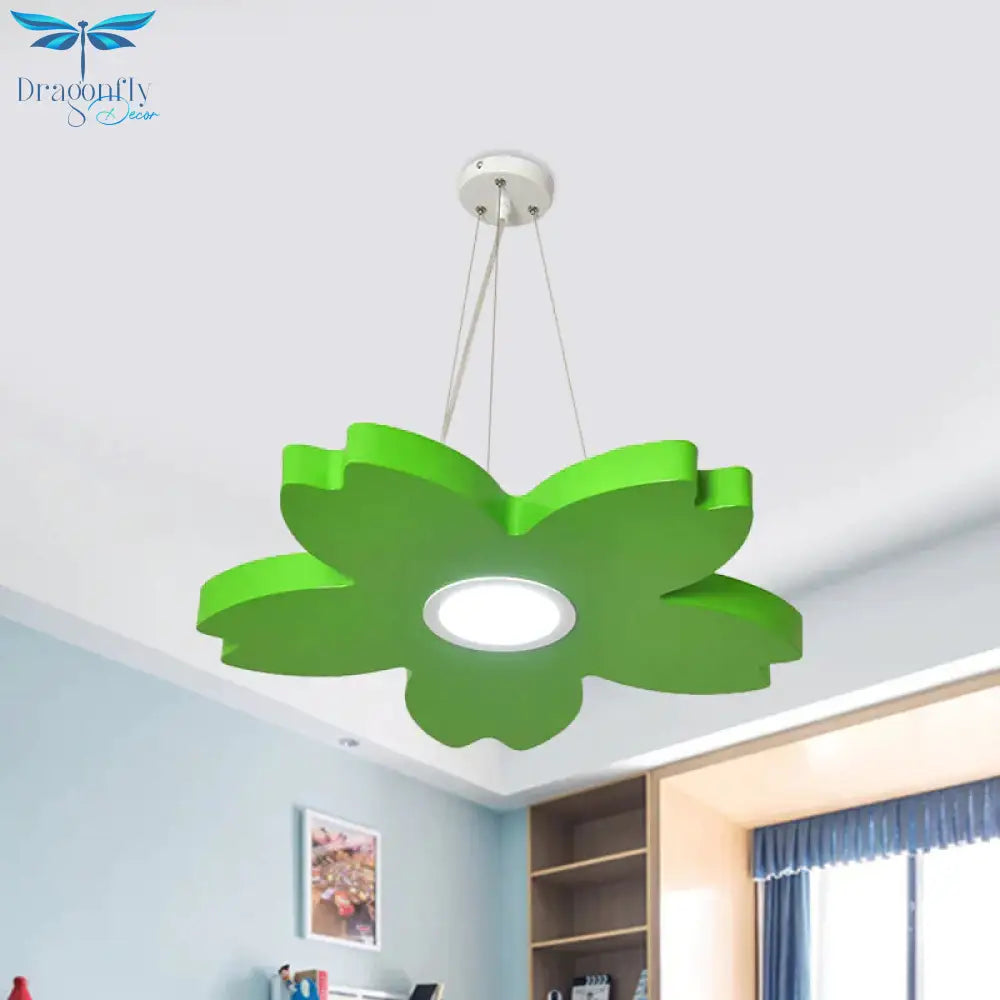 Red/Yellow/Blue Flower Chandelier Lamp Contemporary Led Metallic Ceiling Hang Fixture For Playing