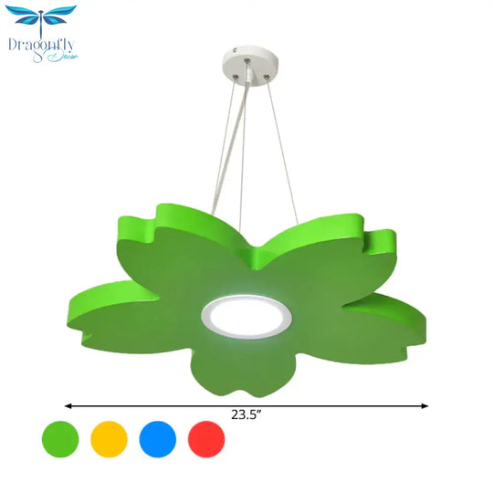Red/Yellow/Blue Flower Chandelier Lamp Contemporary Led Metallic Ceiling Hang Fixture For Playing