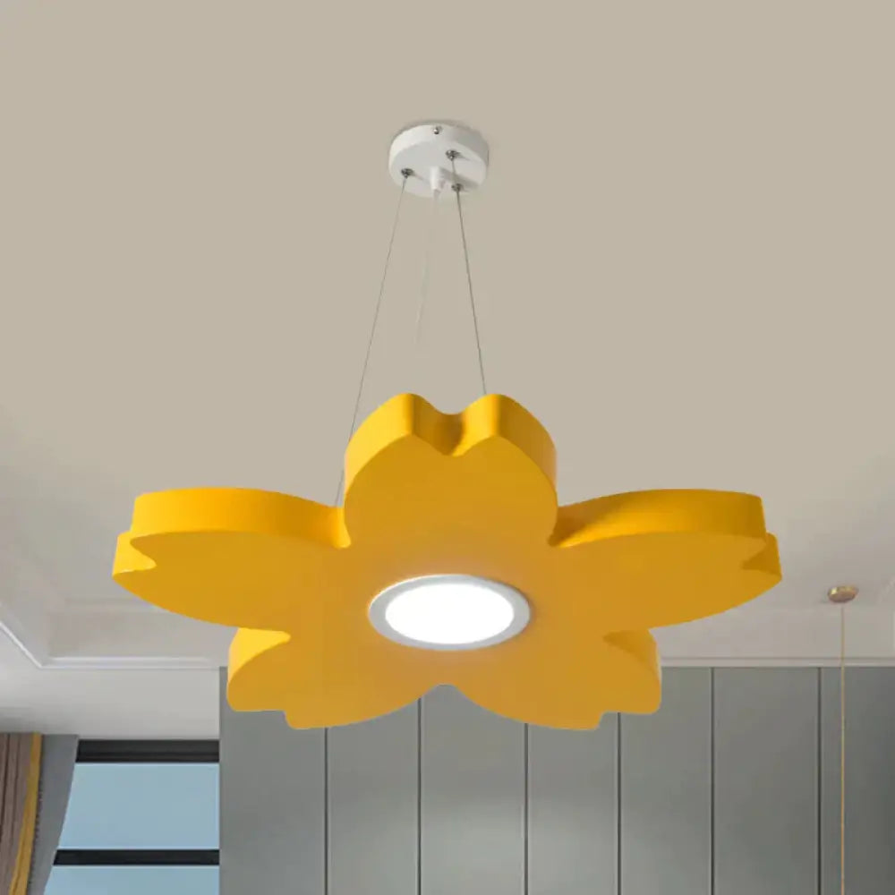 Red/Yellow/Blue Flower Chandelier Lamp Contemporary Led Metallic Ceiling Hang Fixture For Playing