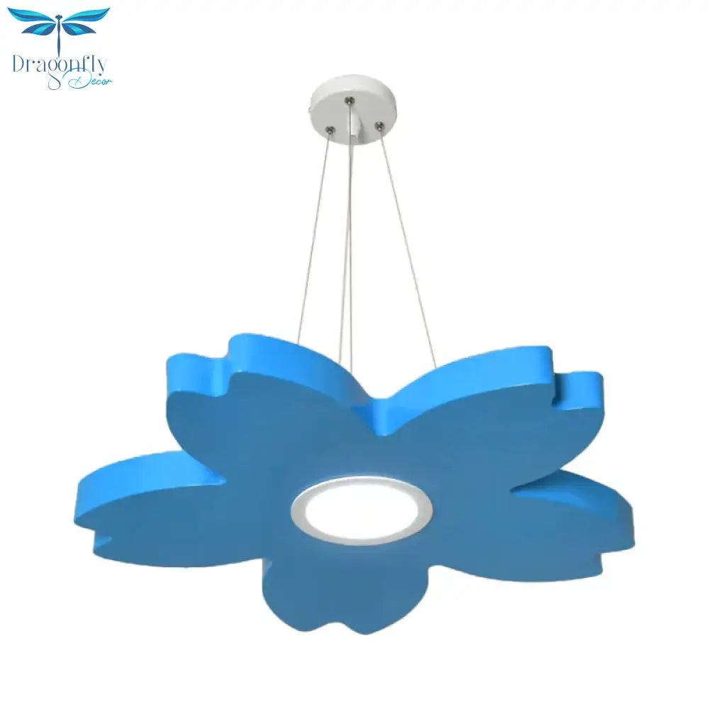 Red/Yellow/Blue Flower Chandelier Lamp Contemporary Led Metallic Ceiling Hang Fixture For Playing