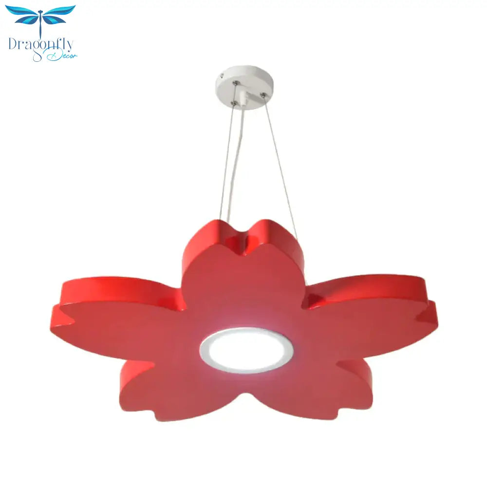 Red/Yellow/Blue Flower Chandelier Lamp Contemporary Led Metallic Ceiling Hang Fixture For Playing