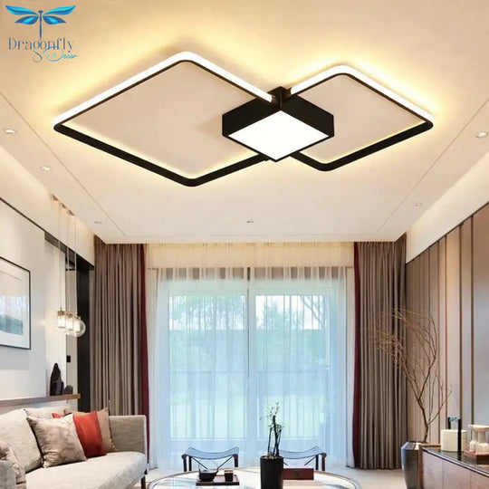 Remote Control Lamp Ceiling Led White Or Black Frame For Home Decorative Living Room 46W 56W
